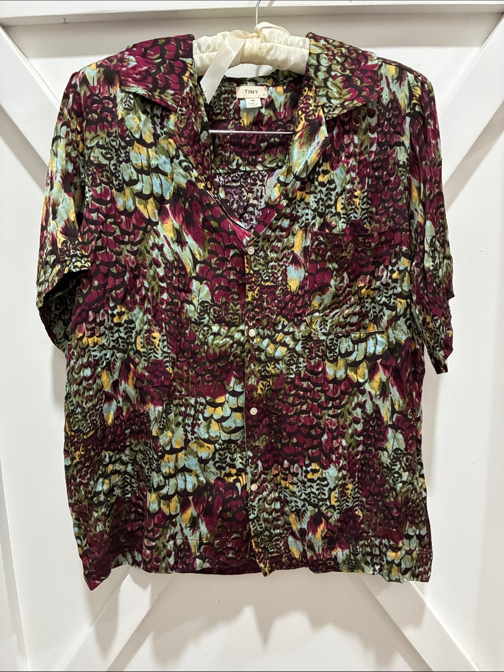 Anthropologie Tiny Medium Abstract Feather Print Blouse